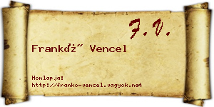 Frankó Vencel névjegykártya